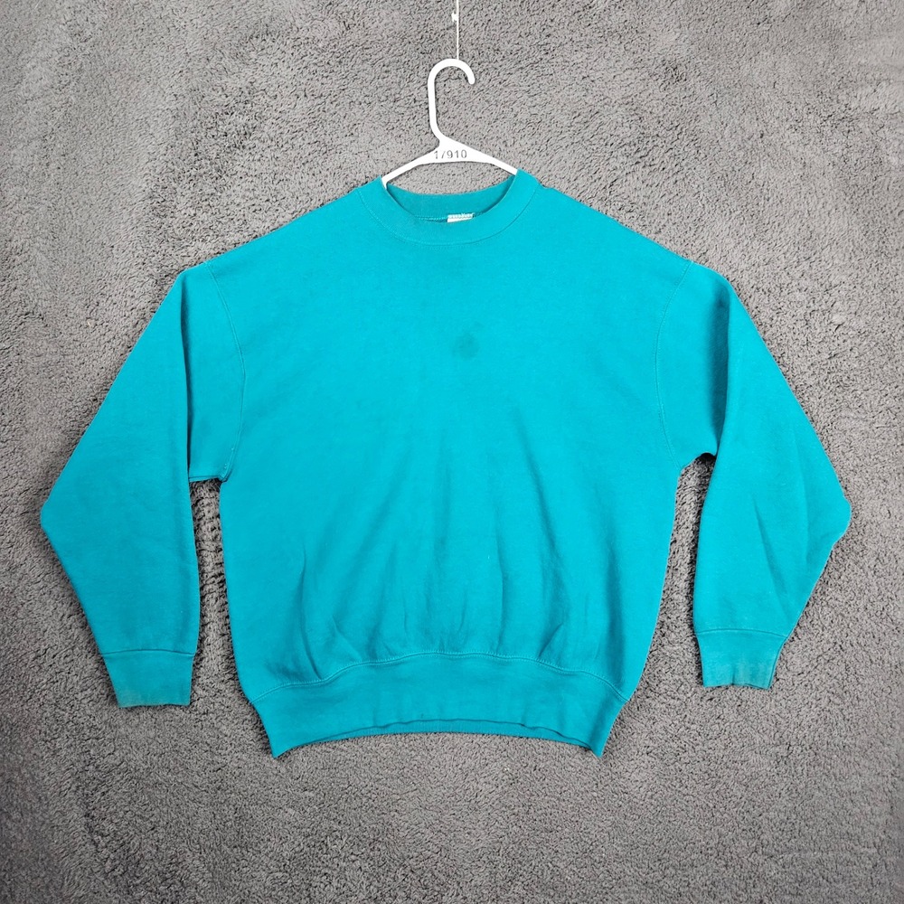 Vintage BVD Sweatshirt Large Blue Green Teal Crewneck Pullover‎ Made in USA